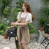 ウェストリボンオールインワン+フリル袖ブラウス【単品販売】