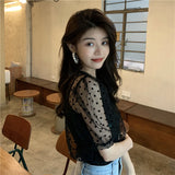 キャミ付きドットシアーブラウス