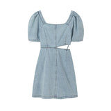 ウェストカットデニムワンピース