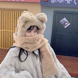 マフラー付きクマ耳ハット