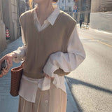 【7色展開】シンプルVネックベスト