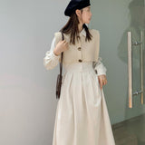 ショートリブニットベスト&ロングワンピースセット