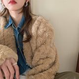 ウールブレンドボアショートコート