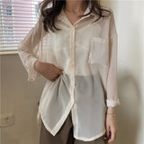 【8色展開】サンカットシースルーシャツ