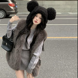 フェイクファーロングベスト