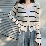 カラフルボーダーシアーニットカーディガン