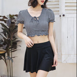 パフスリーブチェックスイムウェア