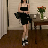 スリットブラックキャミワンピース