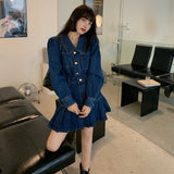 オータムガーリーレトロデニムセットアップ