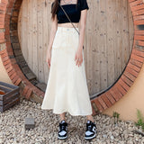 ステッチ風デニムロングスカート