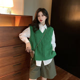 Vフロントオーバーラップニットベスト