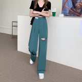 スリットカットストレートパンツ