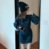 ウエストマークデニムシャツワンピース