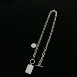 スクエアペンダントチェーンネックレス【ユニセックス】