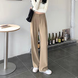 ハイウエストタックデザインストレートパンツ