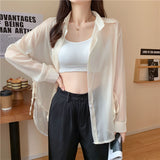 【6色展開】シースルーサイドリボンシャツ