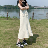 ステッチ風デニムロングスカート