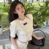アシメカットタグTシャツ