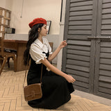 フェイクレイヤードパフスリーブワンピース