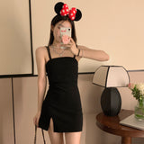 スリットブラックキャミワンピース