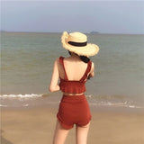 フリルニットタンキニ水着セットアップ