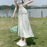 ステッチ風デニムロングスカート