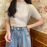 モックネックカラーTシャツ