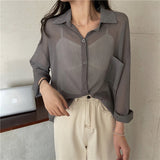 【8色展開】サンカットシースルーシャツ