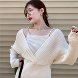 オフショルリブニットワンピース