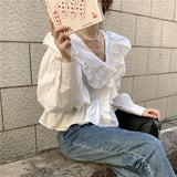 アシメフリルブラウス