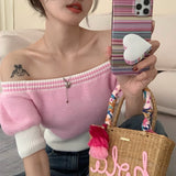 オフショルダーサマーニット