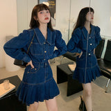 オータムガーリーレトロデニムセットアップ