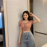 チェックショートトップス