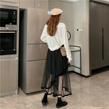 アシメデザインメッシュスカート