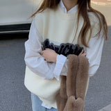 シンプルシャツ&ロゴニットベスト