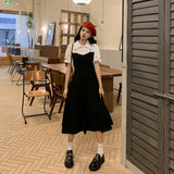 フェイクレイヤードパフスリーブワンピース