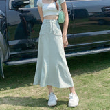 ステッチ風デニムロングスカート