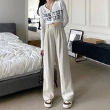 ハイウエストタックデザインストレートパンツ