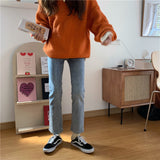 ハイウェストストレートデニム