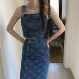 ジャガードデニムビスチェセット