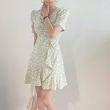 アシメフリルフラワーワンピース