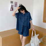 ハーフデニムシャツセットアップ