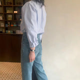 ダブルブレストストライプシャツ