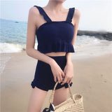 フリルニットタンキニ水着セットアップ