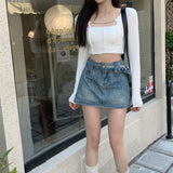 ベルト付きミニデニムスカート