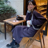 バイカラーカーディガン&ニットワンピース