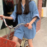 オーバーサイズデニムシャツワンピース