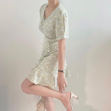 アシメフリルフラワーワンピース