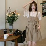 ウェストリボンオールインワン+フリル袖ブラウス【単品販売】