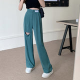 スリットカットストレートパンツ